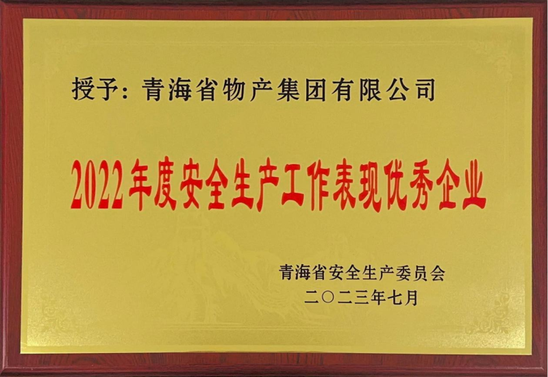 喜   報(bào)——集團(tuán)榮獲青海省2022年度安全生產(chǎn)工作表現(xiàn)優(yōu)秀企業(yè)榮譽(yù)稱(chēng)號(hào)