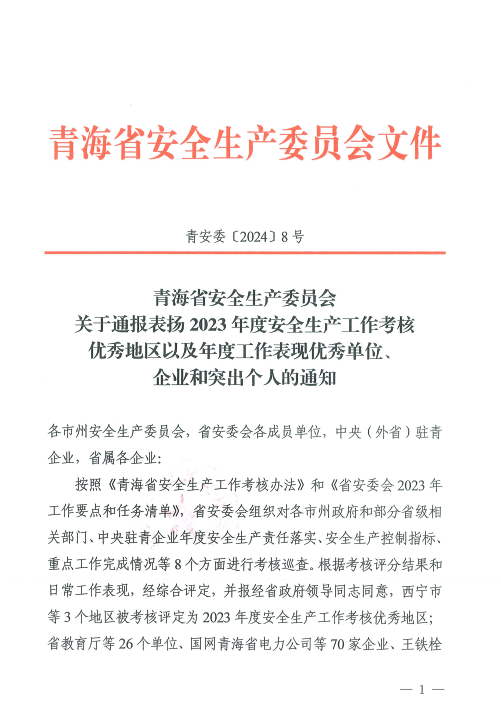 喜報(bào)！2023年度安全生產(chǎn)工作優(yōu)秀企業(yè)和突出個(gè)人名單揭曉！